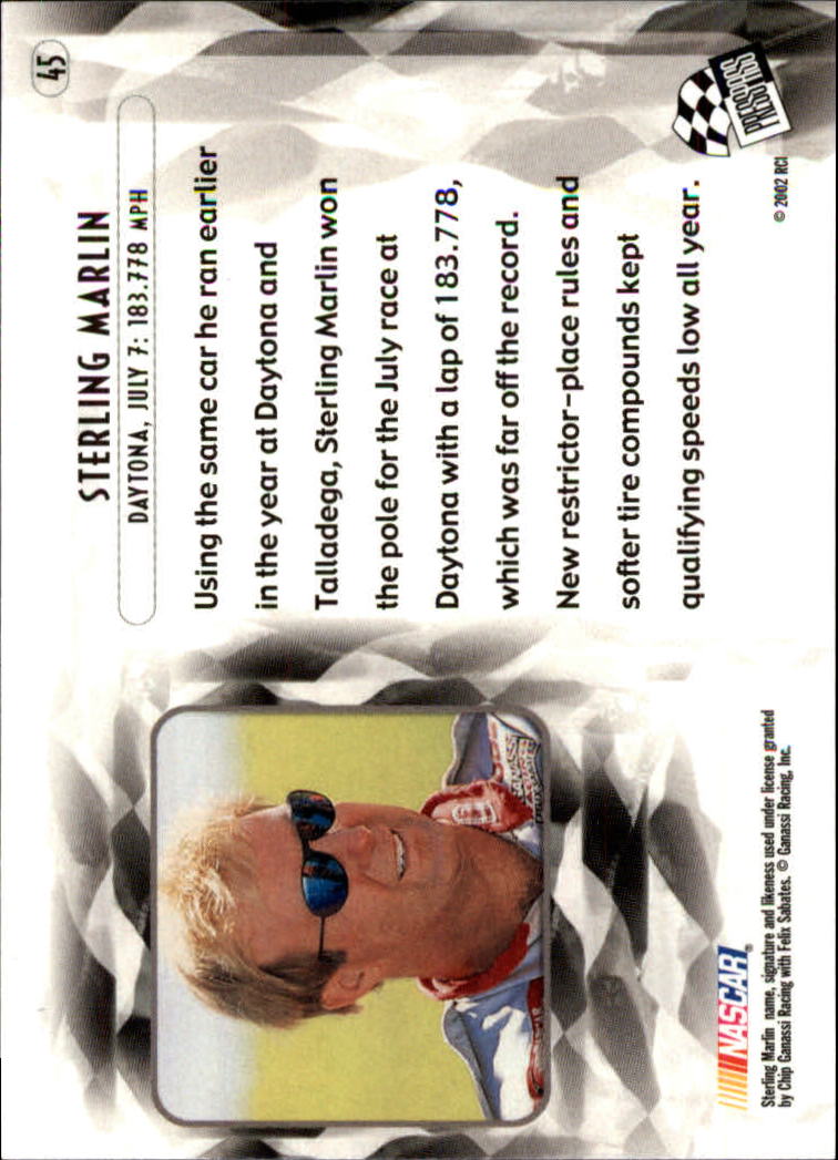2002 Press Pass Eclipse #45 Sterling Marlin SO back image