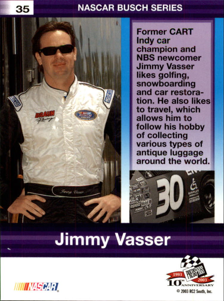 2003 Press Pass Optima #35 Jimmy Vasser RC back image