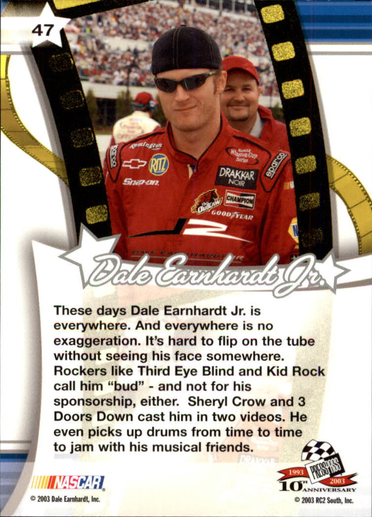 2003 Press Pass Optima #47 Dale Earnhardt Jr. Music back image