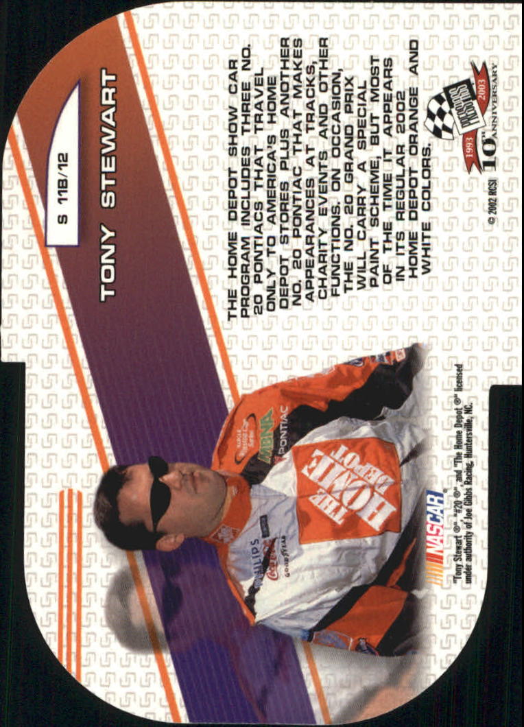 2003 Press Pass Showcar #S11B Tony Stewart back image