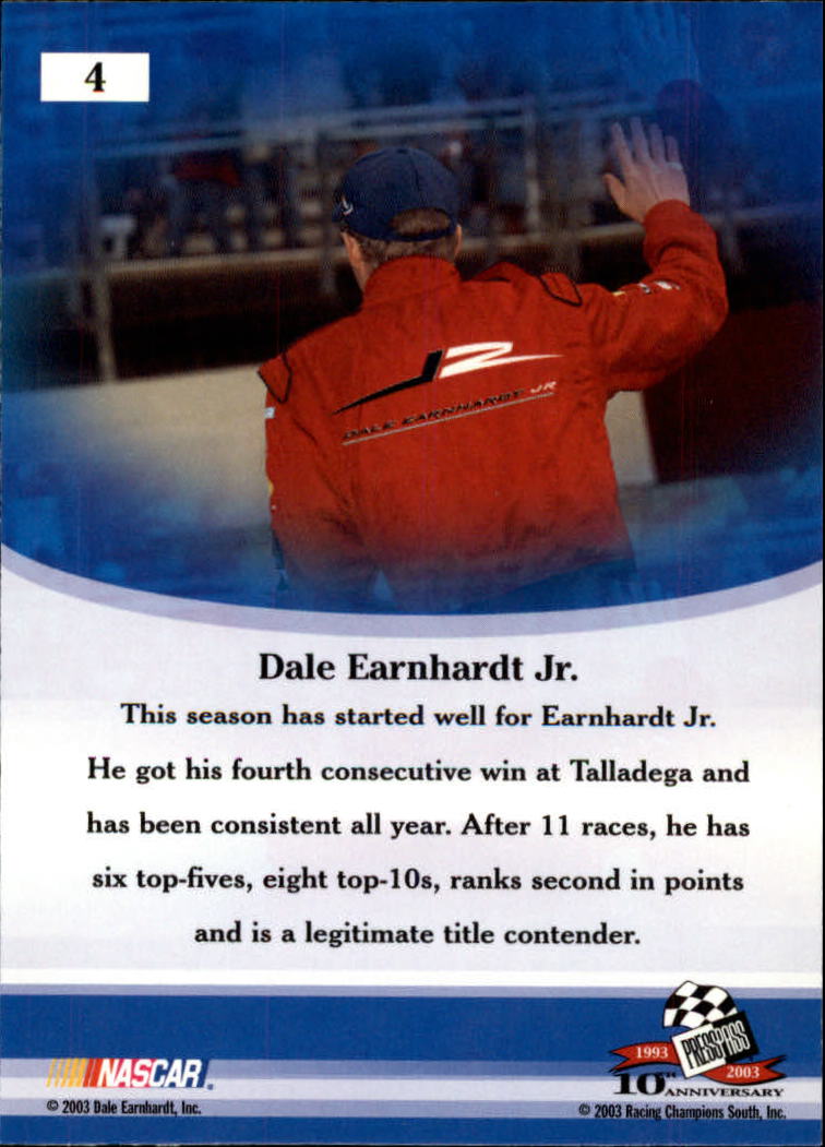2003 VIP #4 Dale Earnhardt Jr. back image