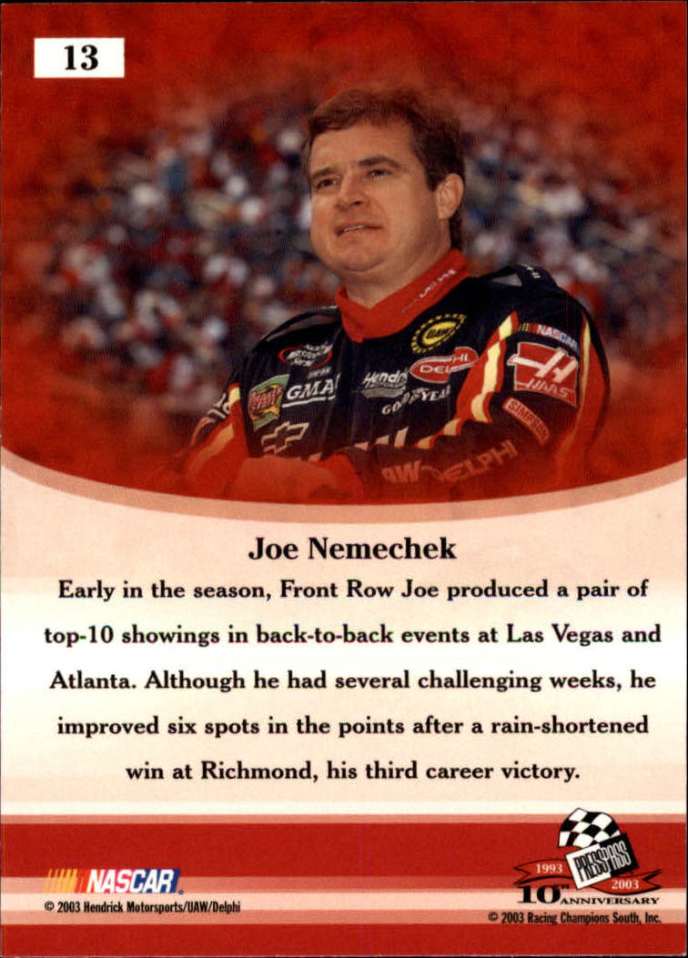 2003 VIP #13 Joe Nemechek back image
