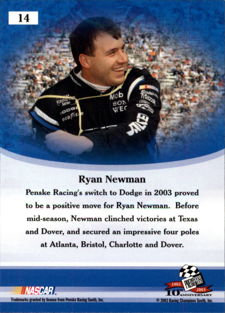 2003 VIP #14 Ryan Newman back image
