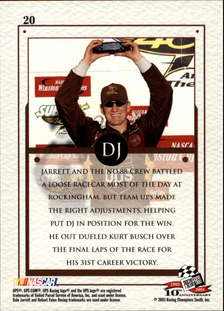 2003 VIP #20 Dale Jarrett SG back image