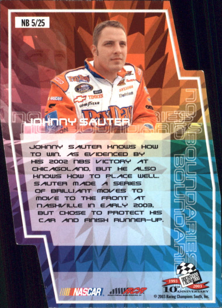 2003 Press Pass Stealth No Boundaries #NB5 Johnny Sauter back image