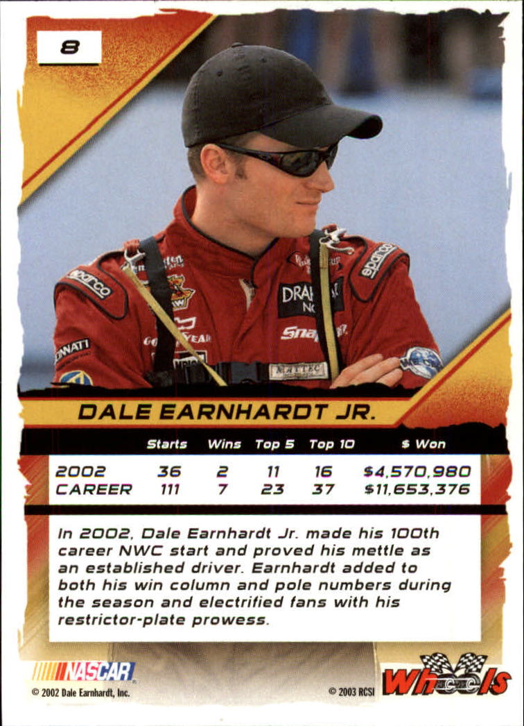 2003 Wheels High Gear #8 Dale Earnhardt Jr. back image