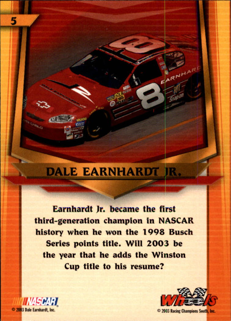2003 Wheels American Thunder #5 Dale Earnhardt Jr. back image