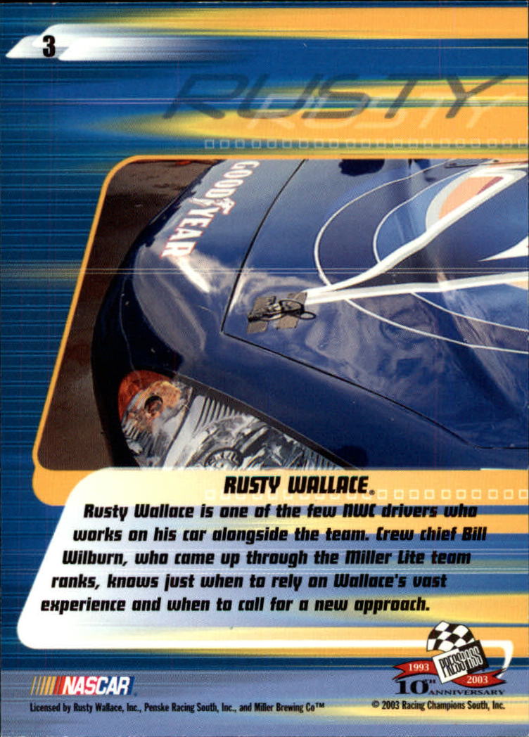 2003 Press Pass Stealth #3 Rusty Wallace back image