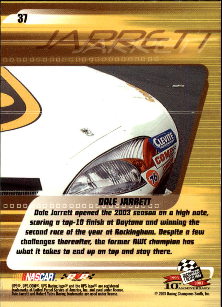 2003 Press Pass Stealth #37 Dale Jarrett back image