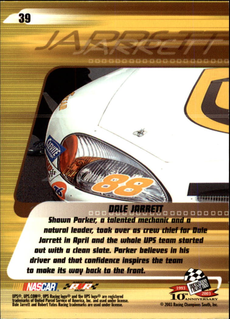 2003 Press Pass Stealth #39 Dale Jarrett back image