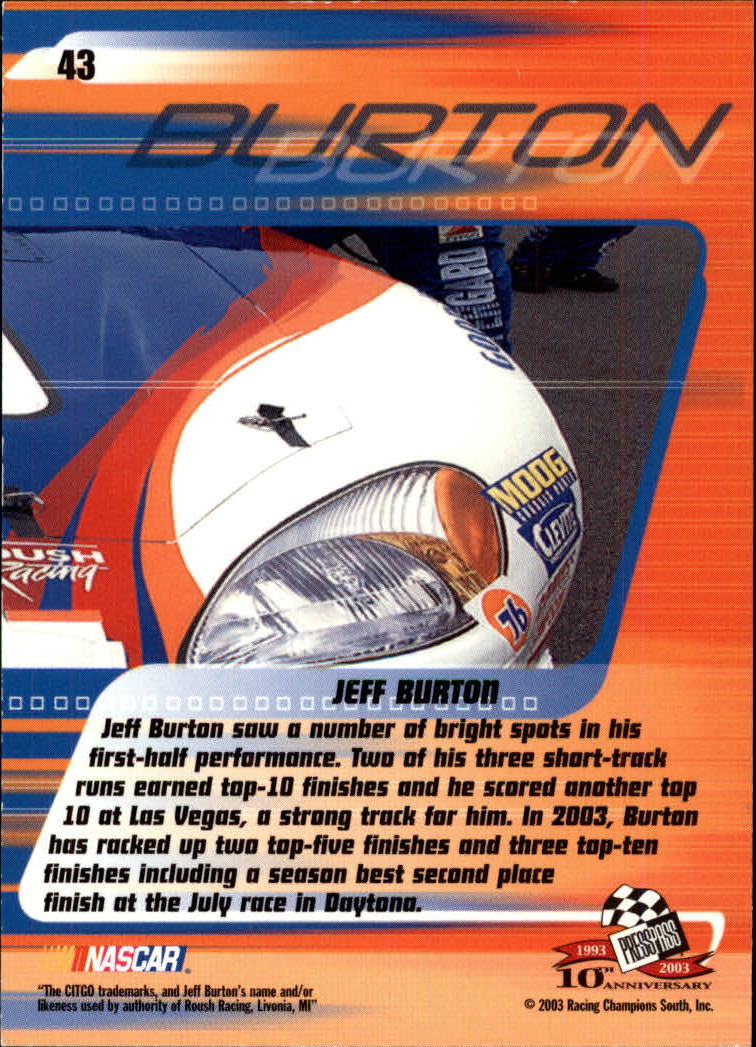 2003 Press Pass Stealth #43 Jeff Burton back image
