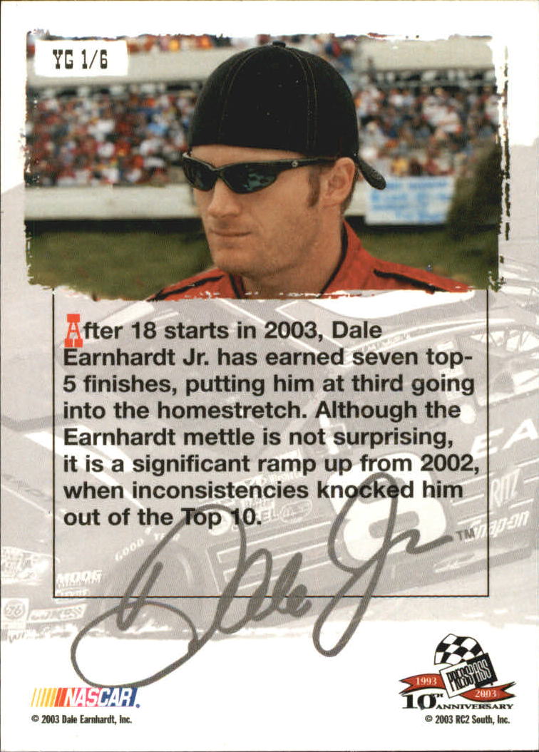 2003 Press Pass Optima Young Guns #YG1 Dale Earnhardt Jr. back image