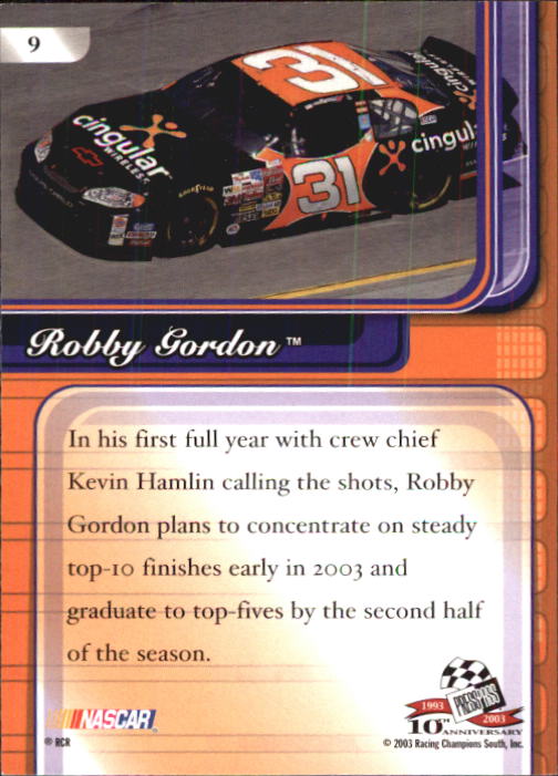 2003 Press Pass Premium #9 Robby Gordon back image