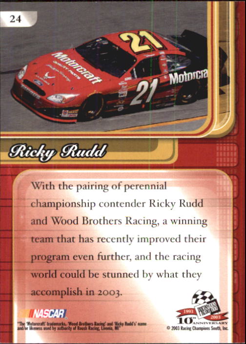 2003 Press Pass Premium #24 Ricky Rudd back image