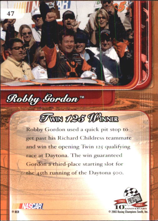 2003 Press Pass Premium #47 Robby Gordon back image