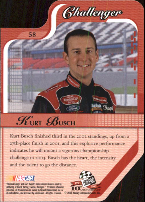 2003 Press Pass Premium #58 Kurt Busch CC back image