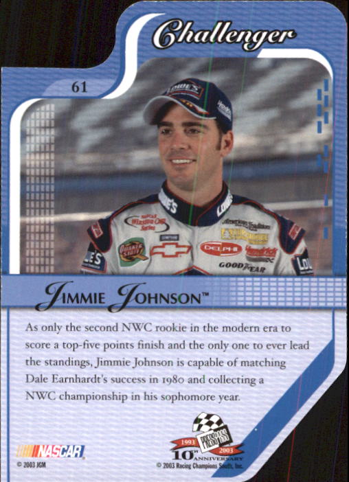 2003 Press Pass Premium #61 Jimmie Johnson CC back image