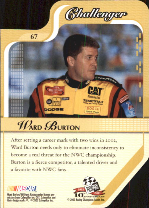 2003 Press Pass Premium #67 Ward Burton CC back image