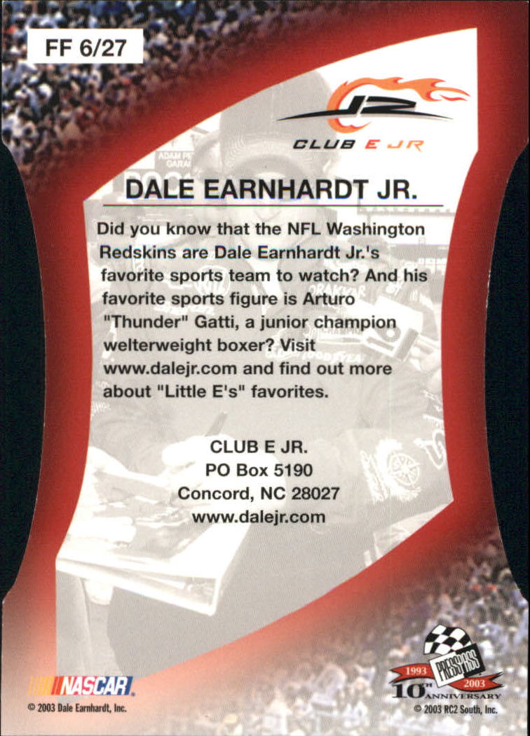 2003 Press Pass Optima Fan Favorite #FF6 Dale Earnhardt Jr. back image