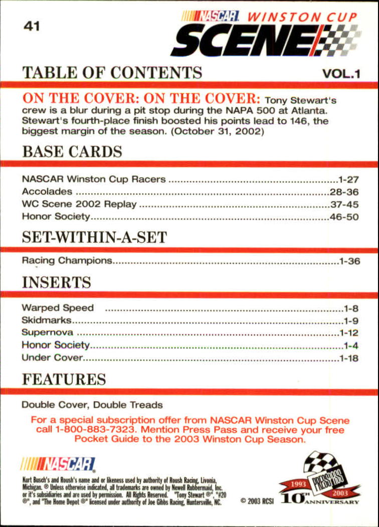 2003 Press Pass Eclipse #41 Speed Demons WCS back image