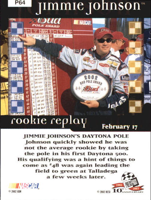 2003 Press Pass Gold Holofoil #P64 J.Johnson Daytona RR back image