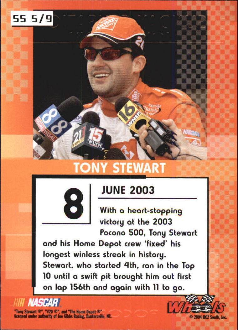 2004 Wheels High Gear Sunday Sensation #SS5 Tony Stewart back image