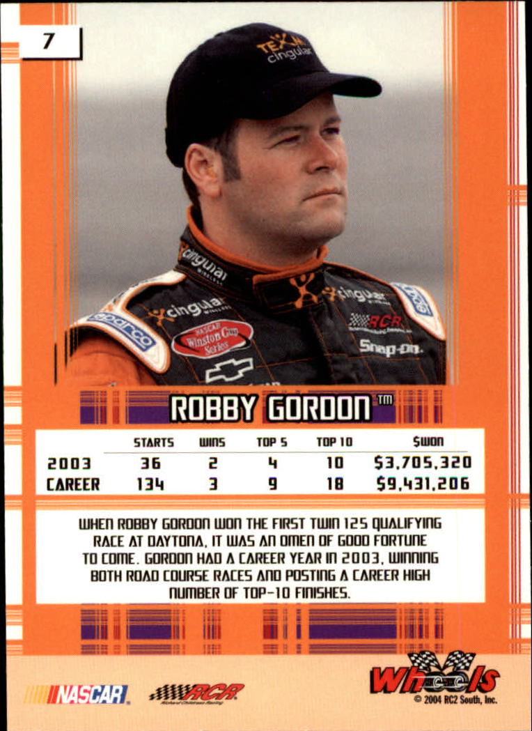 2004 Wheels High Gear #7 Robby Gordon back image