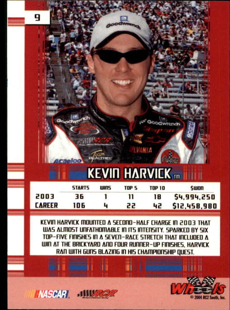 2004 Wheels High Gear #9 Kevin Harvick back image