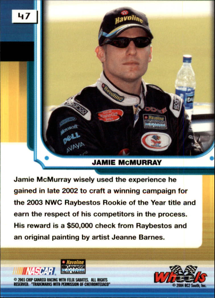 2004 Wheels High Gear #47 Jamie McMurray NA back image