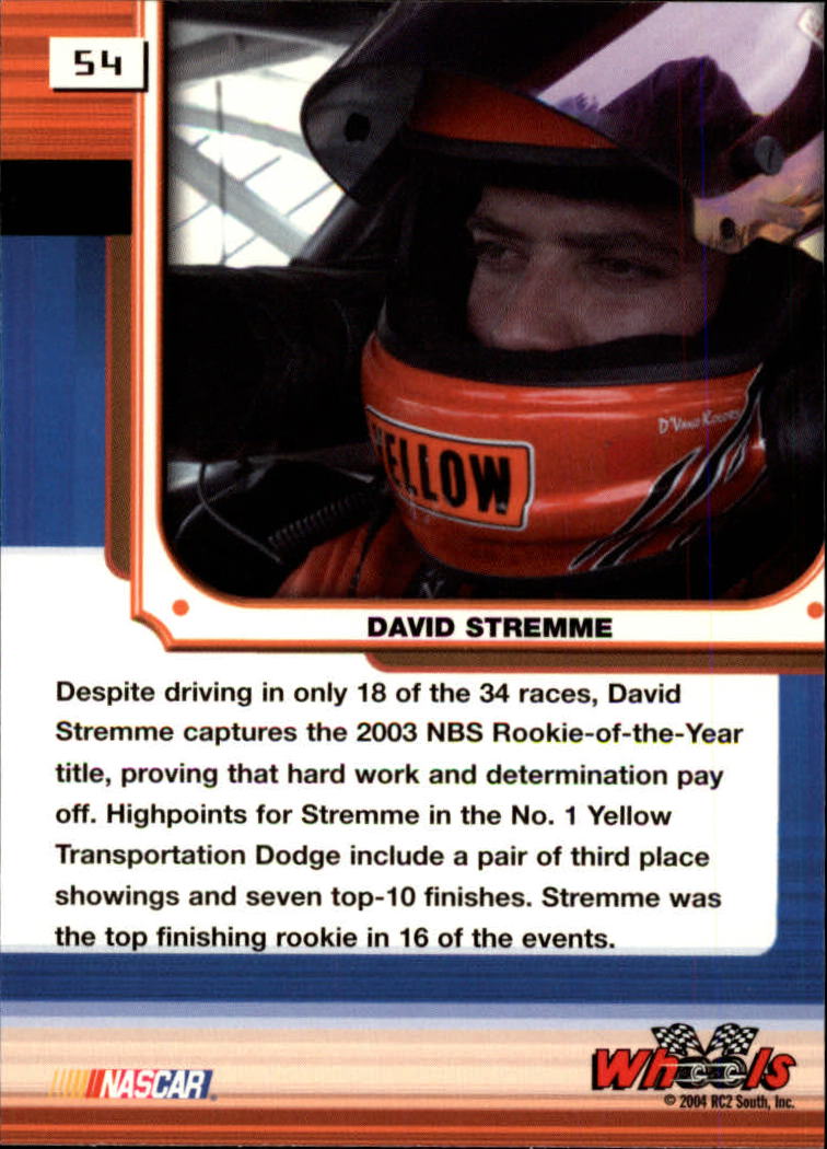 2004 Wheels High Gear #54 David Stremme NA RC back image