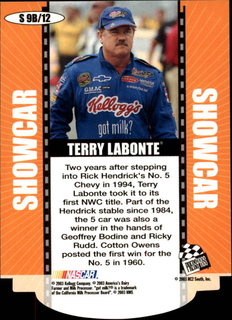2004 Press Pass Showcar #S9B Terry Labonte's Car back image