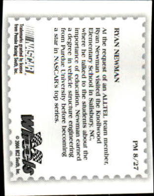 2004 Wheels American Thunder Post Mark #PM8 Ryan Newman back image