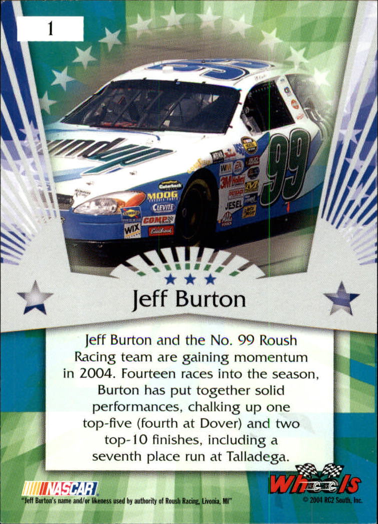 2004 Wheels American Thunder #1 Jeff Burton back image
