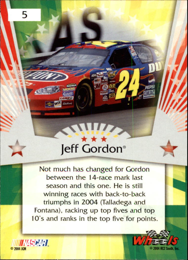2004 Wheels American Thunder #5 Jeff Gordon back image