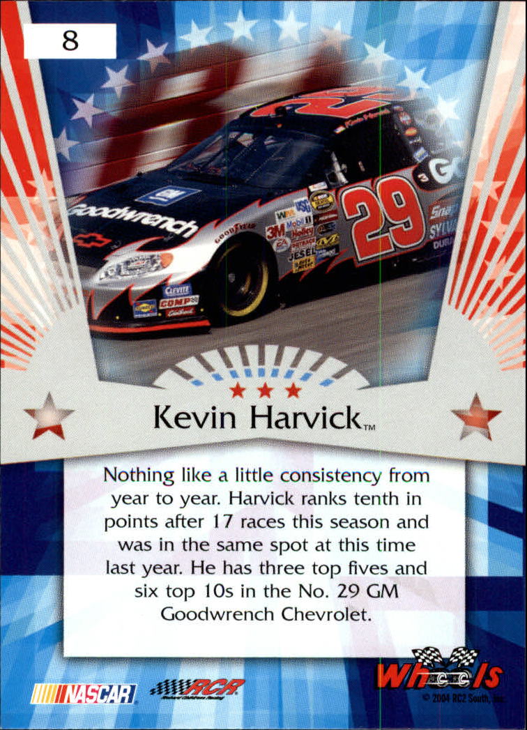 2004 Wheels American Thunder #8 Kevin Harvick back image