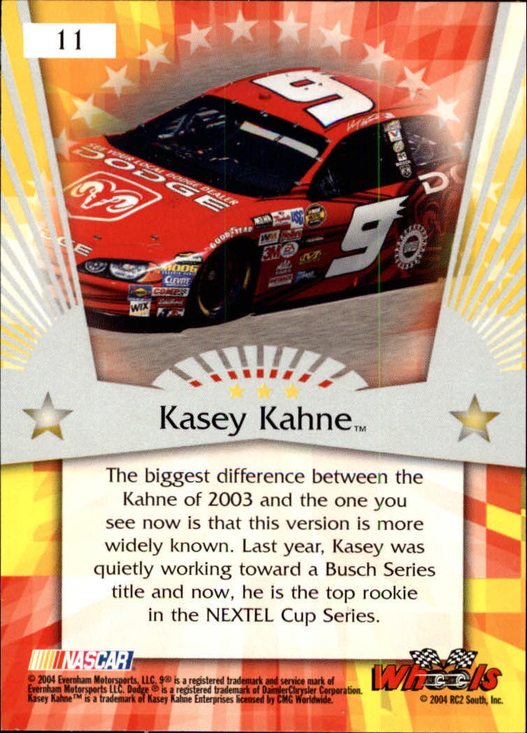 2004 Wheels American Thunder #11 Kasey Kahne CRC back image