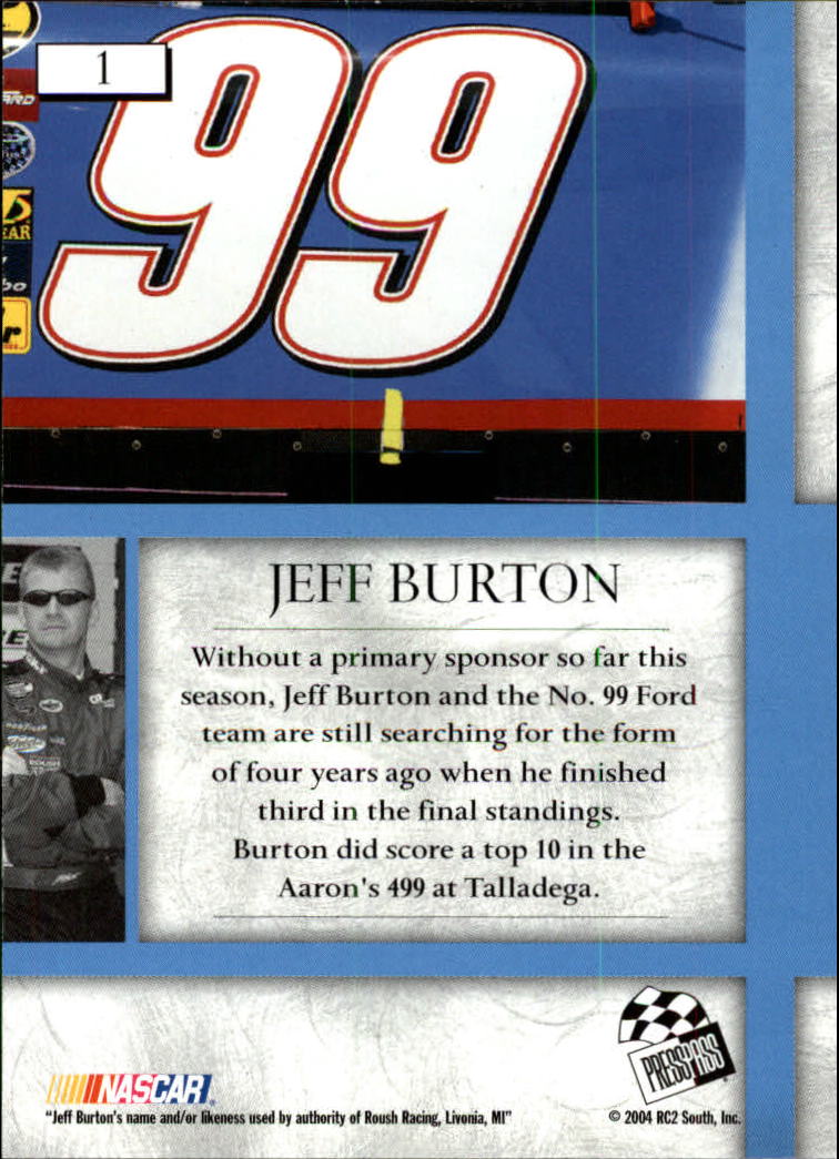 2004 VIP #1 Jeff Burton back image