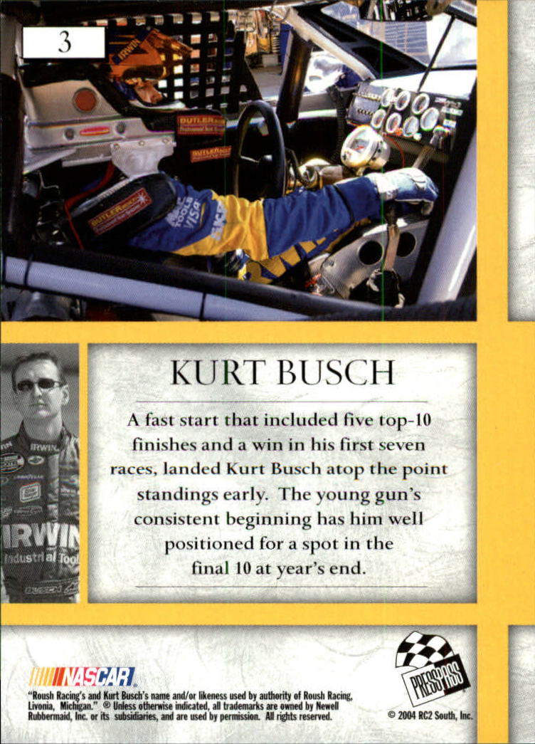2004 VIP #3 Kurt Busch back image
