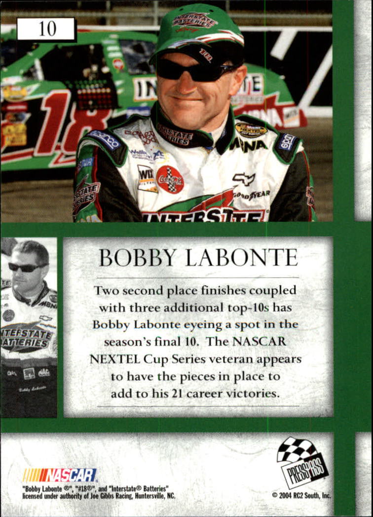 2004 VIP #10 Bobby Labonte back image
