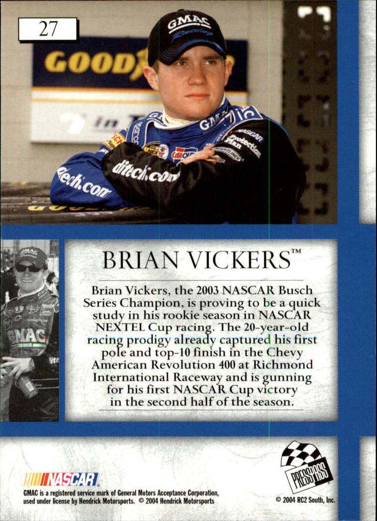 2004 VIP #27 Brian Vickers CRC back image