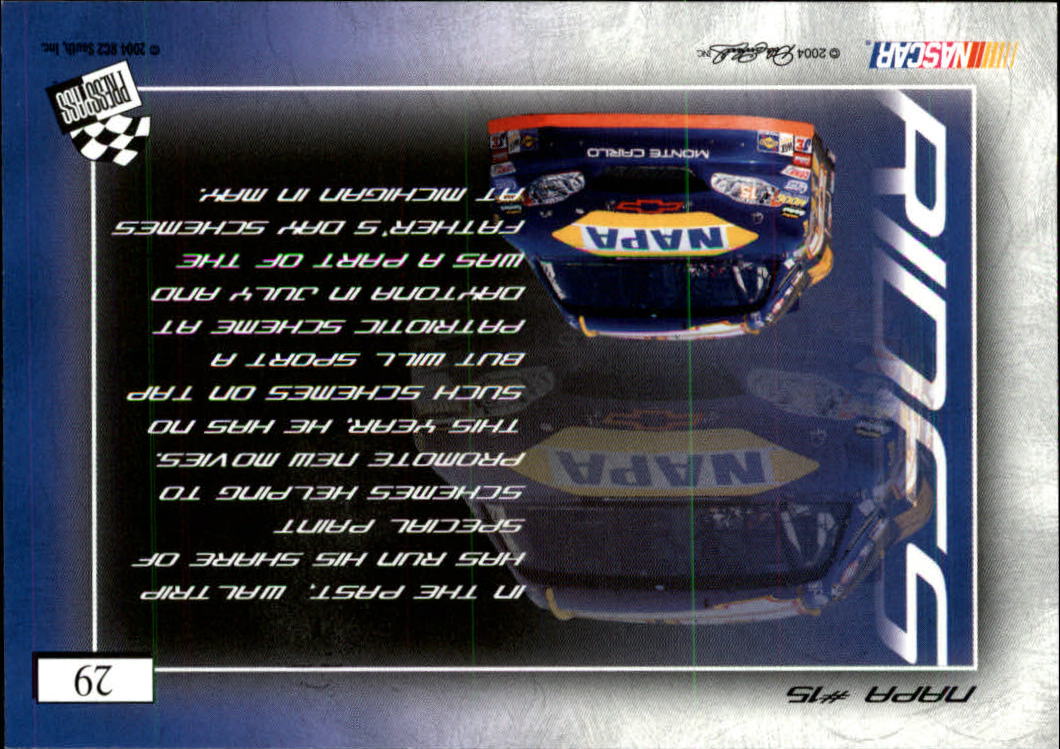 2004 VIP #29 Michael Waltrip's Car R back image