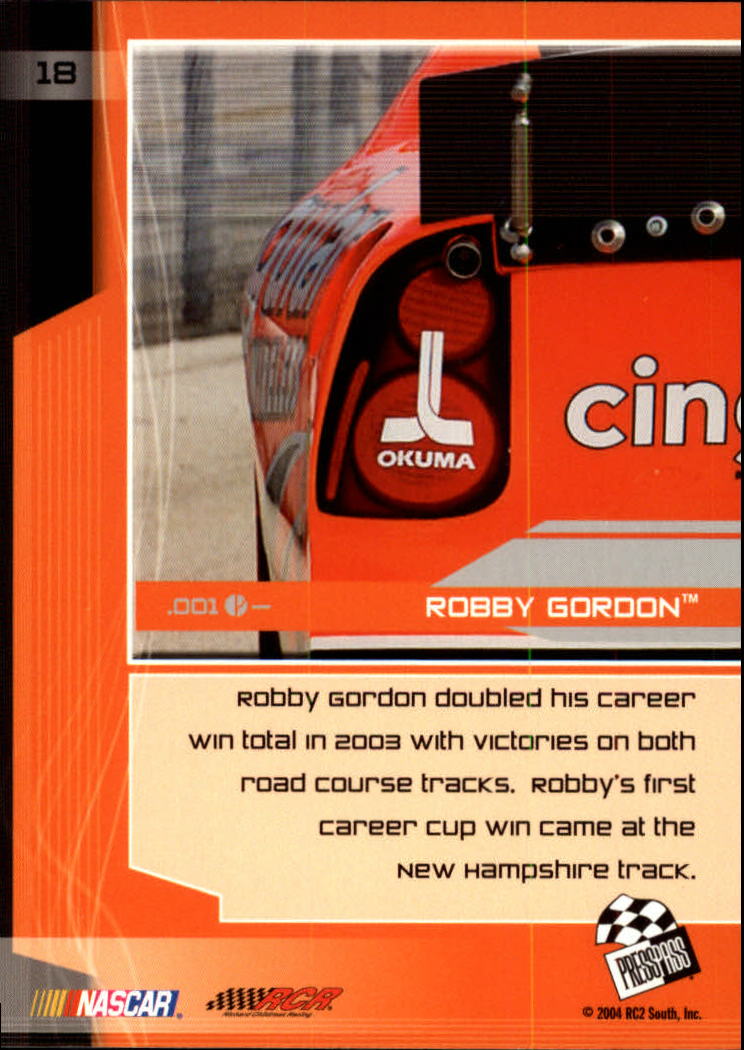 2004 Press Pass Stealth #18 Robby Gordon back image