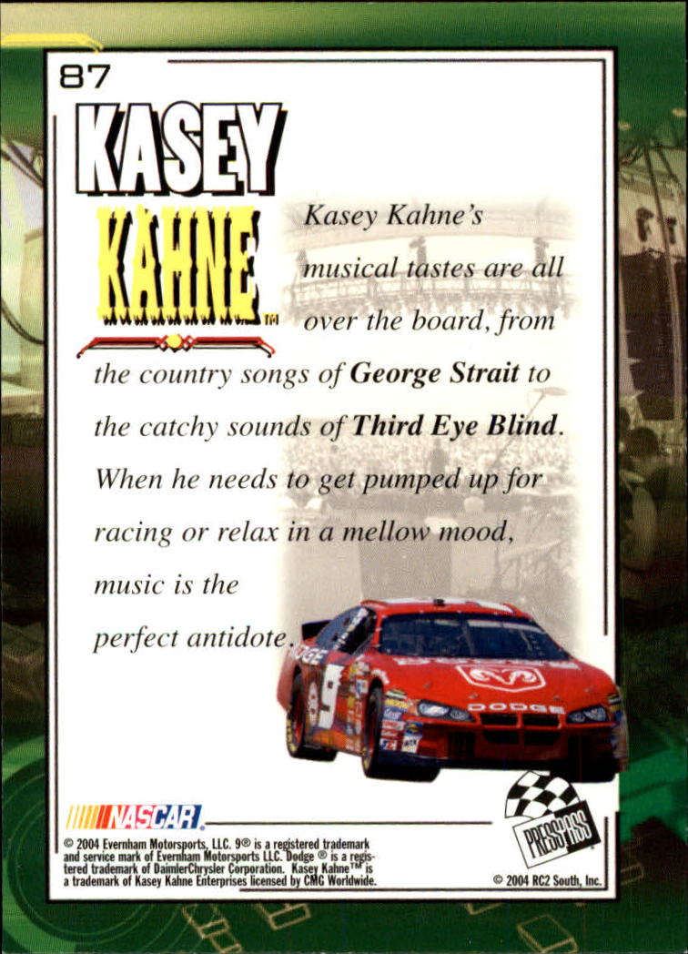 2004 Press Pass Optima #87 Kasey Kahne RR back image