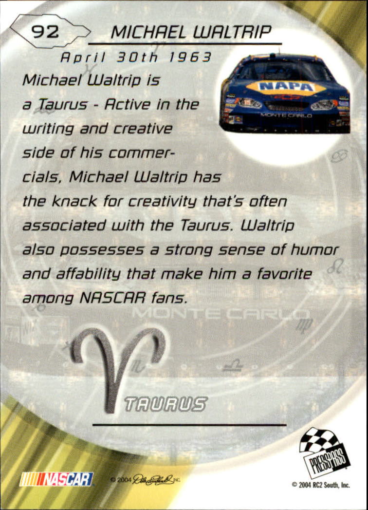 2004 Press Pass Optima #92 Michael Waltrip SS back image