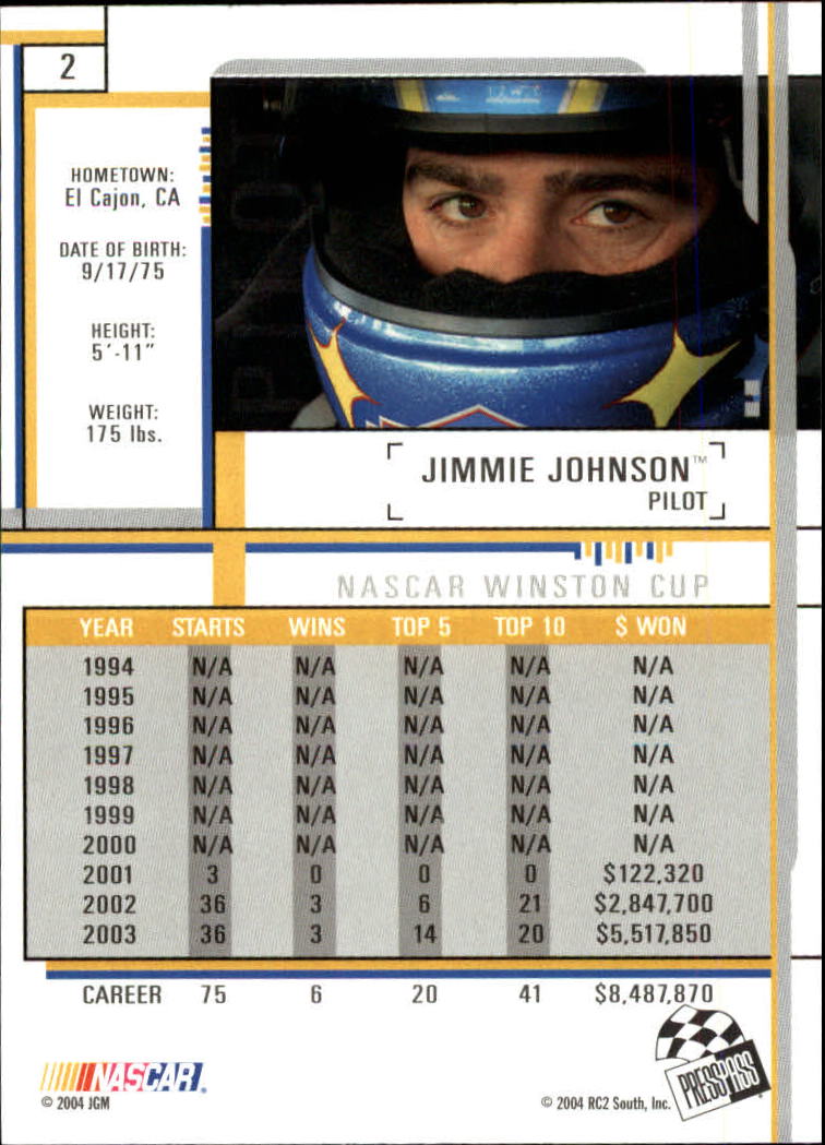2004 Press Pass Eclipse #2 Jimmie Johnson back image