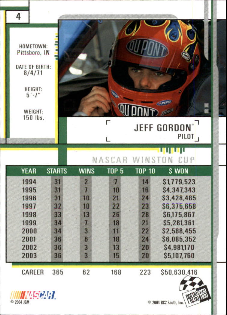 2004 Press Pass Eclipse #4 Jeff Gordon back image