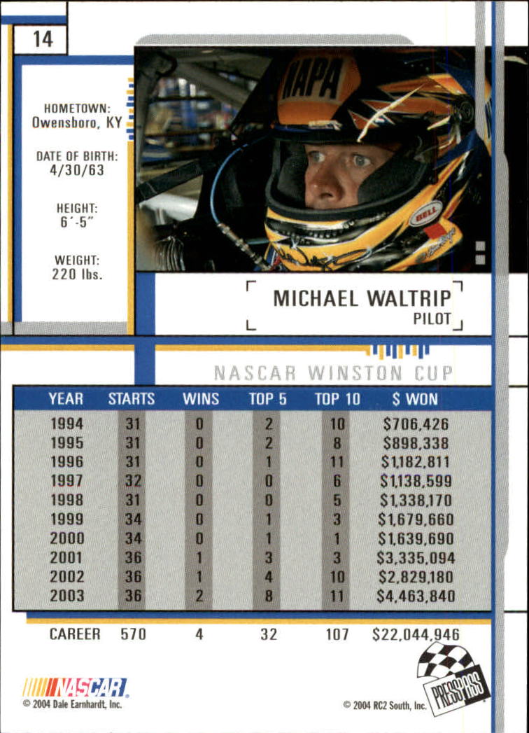 2004 Press Pass Eclipse #14 Michael Waltrip back image