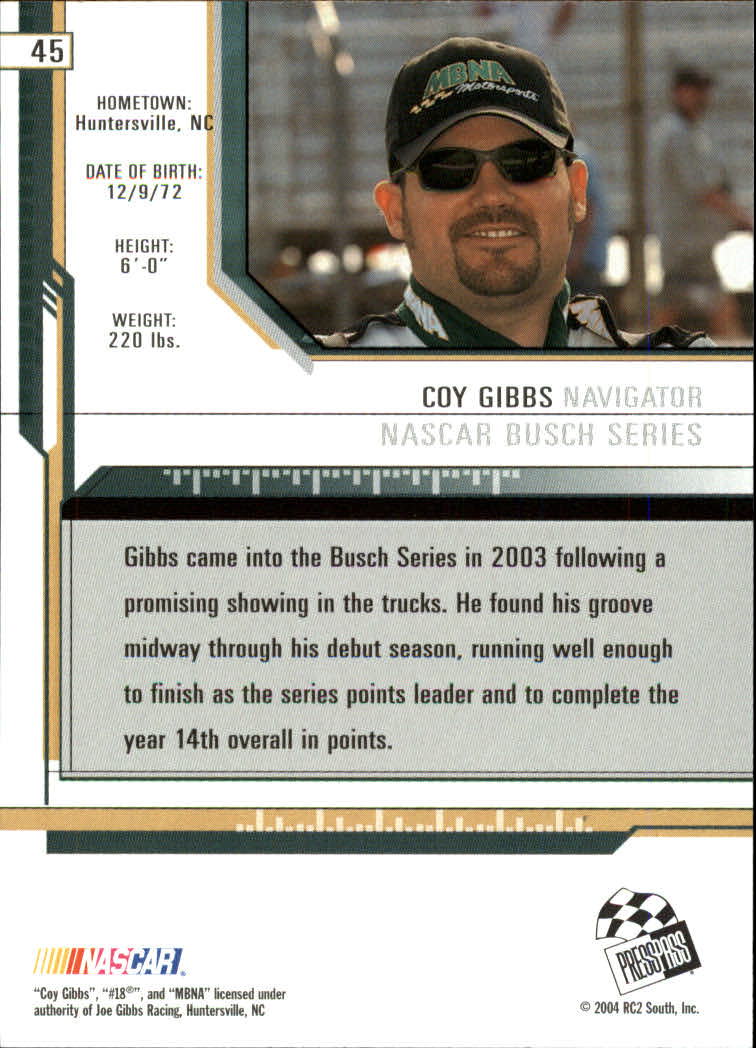 2004 Press Pass Eclipse #45 Coy Gibbs back image