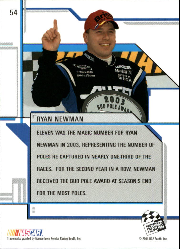 2004 Press Pass Eclipse #54 Ryan Newman Z back image