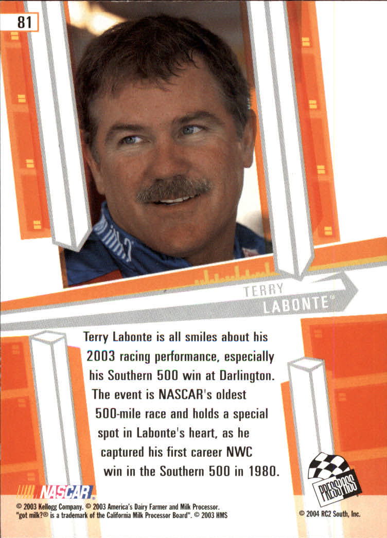 2004 Press Pass Eclipse #81 Terry Labonte LL back image